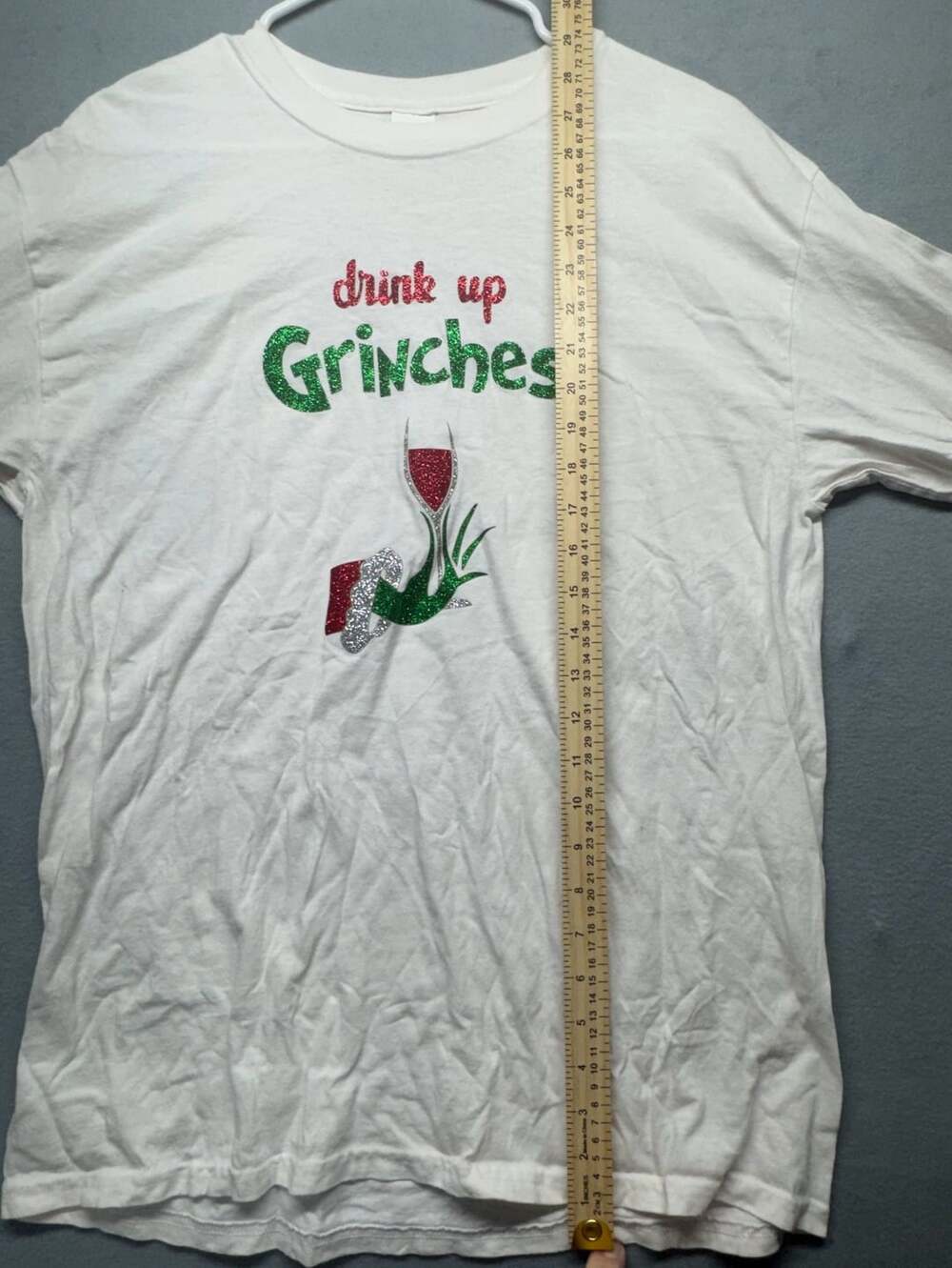 Gildan Drink Up Grinches Long Sleeve Size L White Cotton